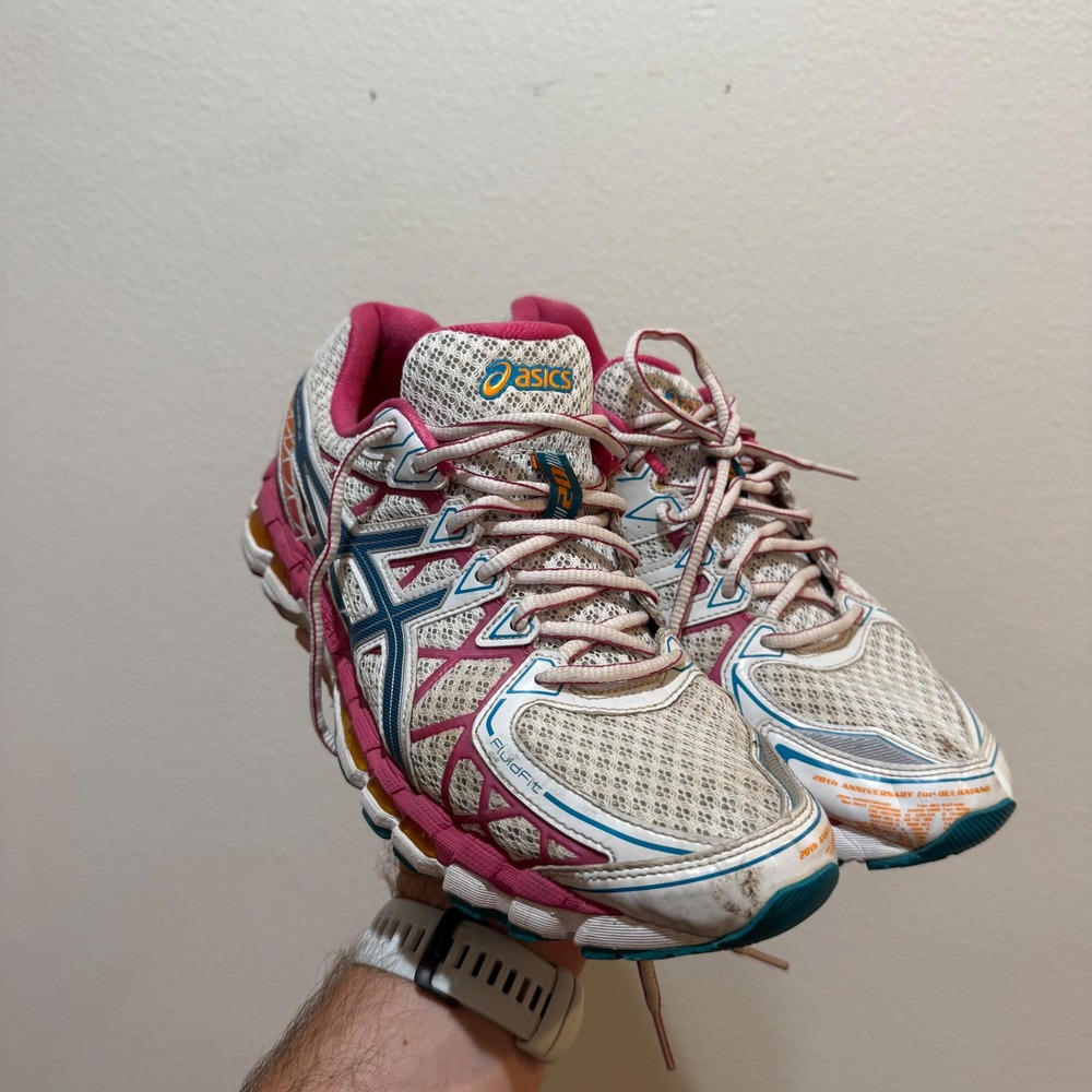 ASICS Gel-Kayano 20 Womens Running Shoes White Pink Teal T3N7N Size 11